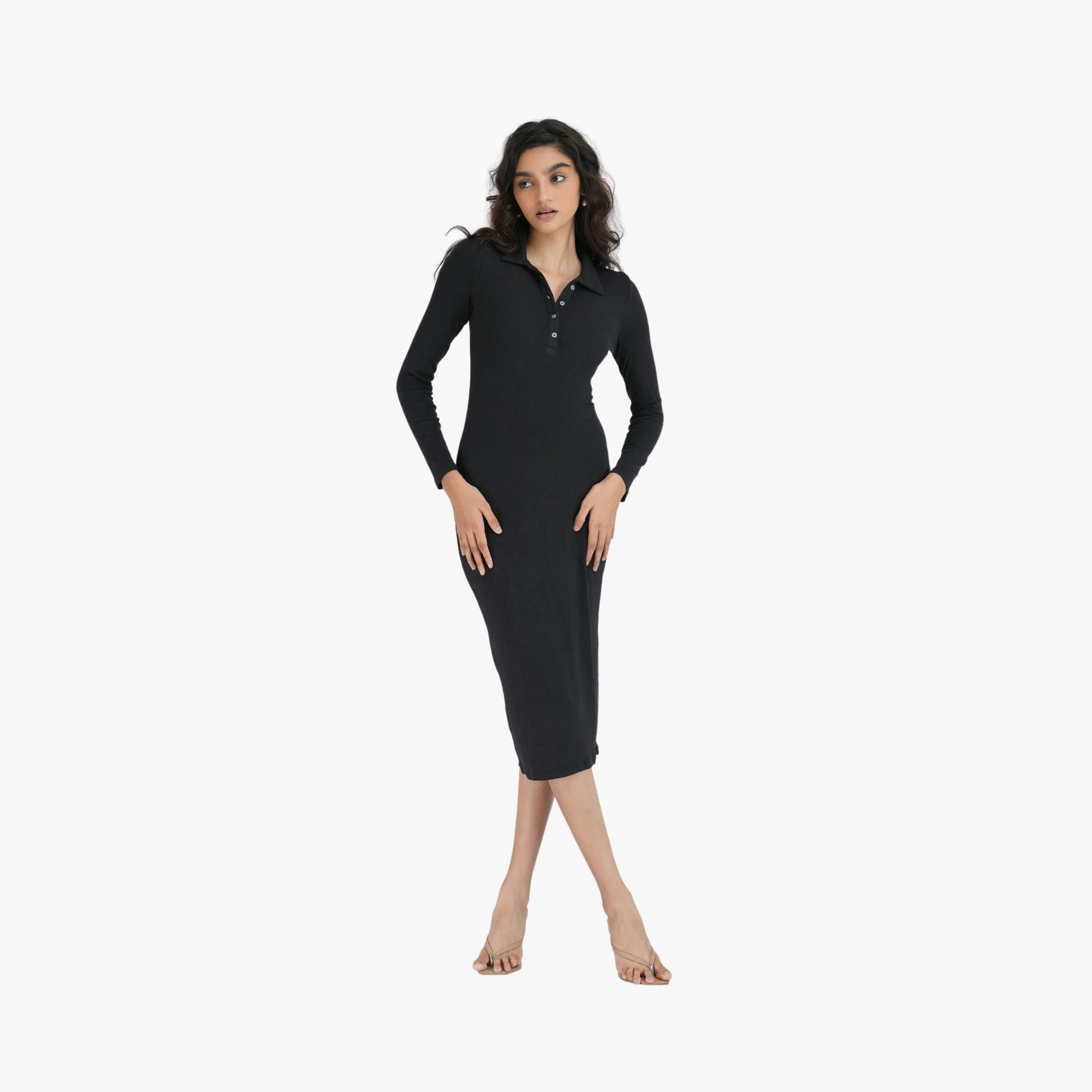 Black V Neck Sweater Dress